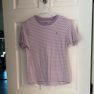 Tommy Hilfiger Lavender & White Striped Crew Tee